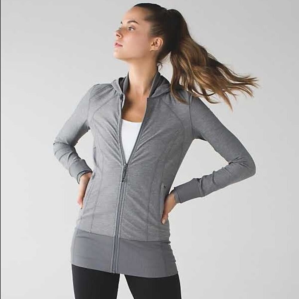 Lululemon Daily Practice Jacket Full Zip Gray Hoodie Size 6 Athleisure Yoga